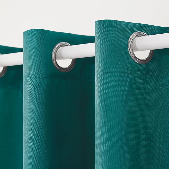 Town & Country Basics Cabana Solid Heavyweight Indoor Outdoor Curtains, Light Filtering Opacity with Grommet Top, Water Repellent, 2-Pack Set, 54"x63", Dark Teal TOWN+%26+COUNTRY+BASICS