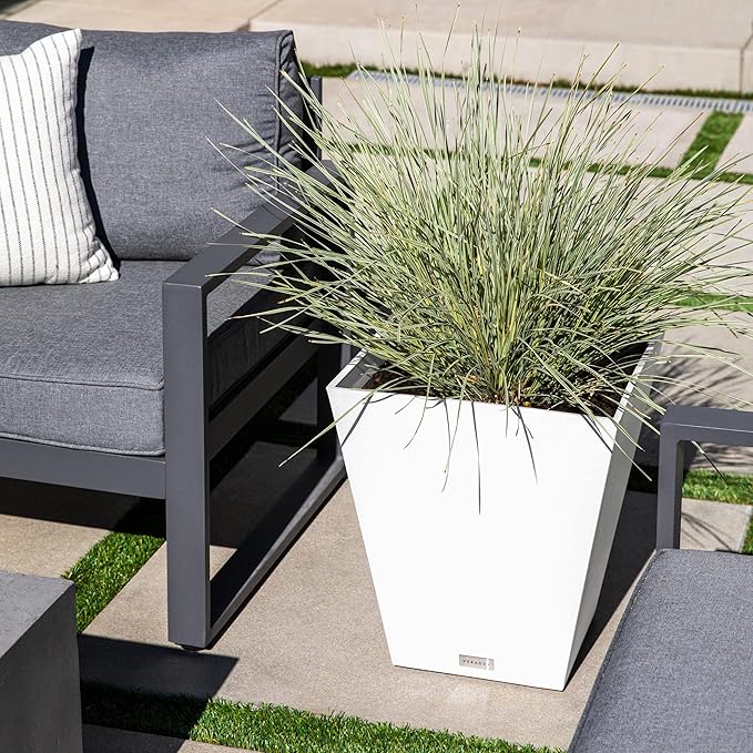 Veradek Pure Series Nobleton Plastic Planter - Large Pots for Indoor or Outdoor Porch/Patio | Durable All-Weather Use with Drainage Holes | Modern Planter Décor for Flowers, Shrubs, Trees VeradekOutdoor