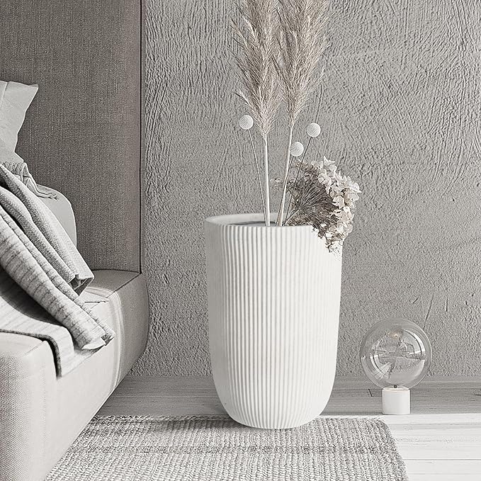 Oakrain 18" H Tall Planter, Large Indoor Outdoor Decorative Pot with Drainage Hole, Modern Minimalist Vase for Home Garden, Living Room, Kitchen Oakrain
