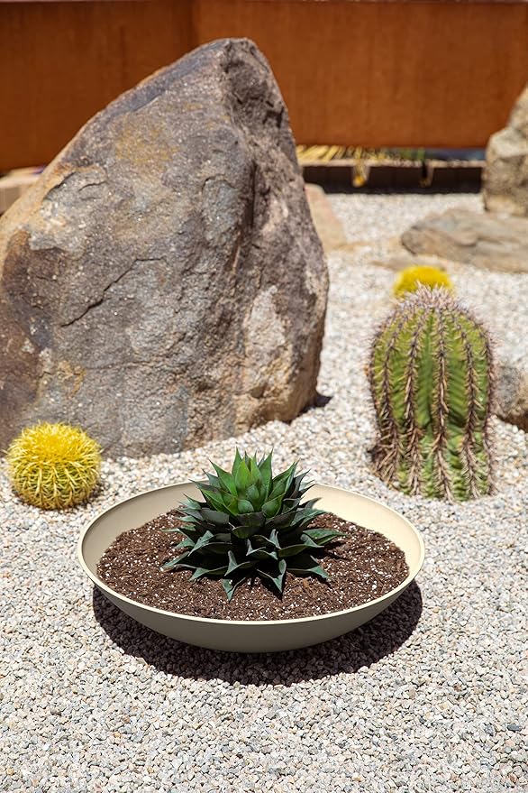 Veradek Mason Series Lane Bowl Planter| for Indoor or Outdoor Tabletops/Gardens |Made from Plastic-Stone Composite with Drainage Holes|Modern Décor for Flowers, Succulents, Small Plants VeradekOutdoor