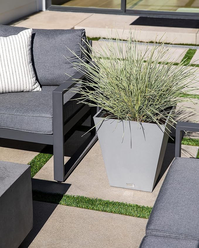 Veradek Pure Series Nobleton Plastic Planter - Large Pots for Indoor or Outdoor Porch/Patio | Durable All-Weather Use with Drainage Holes | Modern Planter Décor for Flowers, Shrubs, Trees VeradekOutdoor