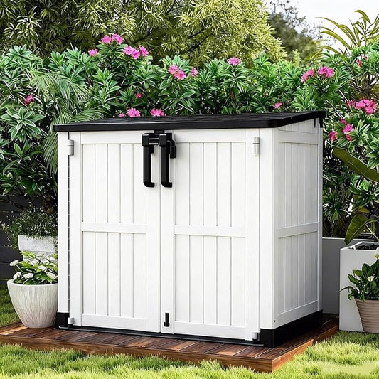 LHBcraft Outdoor Storage Cabinet 36 Cu Ft with Lockable Doors, Portable Horizontal Resin Storage Shed - Easy to Assemble, Waterproof Small Storage Shed with Floor LHBcraft-US