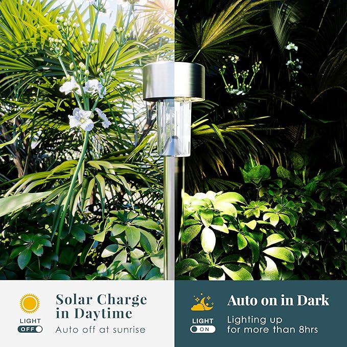 SOLPEX Solar Garden Lights Outdoor, 6 Color 12 Pack Stainless Steel Led Pathway Lights,Halloween/Christmas Solar Decorative，Christmas Decor for Patio, Lawn, Yard,Landscape and Walkway Solpex