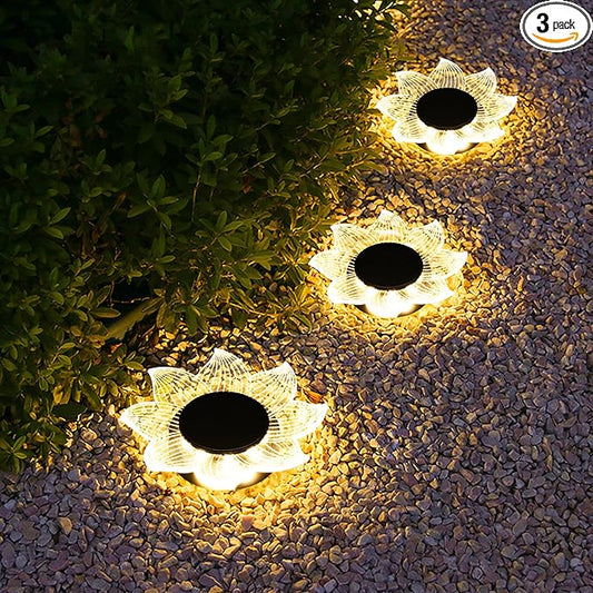 Roaming Acrylic Petal Bury Light 3-Pack Suitable for Gardens, Courtyards, Terraces, Corridors, Alleys, and Pedestrian Walkways (Sunflower) RoamingLight