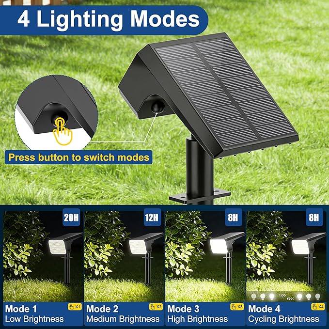 LANSOW 12 Pack Solar Spot Lights Outdoor Waterproof IP67, (90 LED/4 Modes) Solar Landscape Spotlights, 2-in-1 Solar Powered Flood Lights for Yard Garden Pathway Outside Tree, Auto ON/Off(Cool White) LANSOW