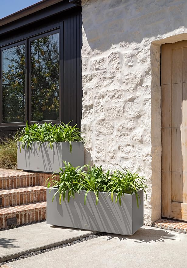 Veradek Block Series Long Box Planter - Large Rectangular Planter for Indoor or Outdoor Patio/Porch | Durable All-Weather Use with Drainage Holes | Modern Décor for Tall Plants, Flowers or Shrubs VeradekOutdoor