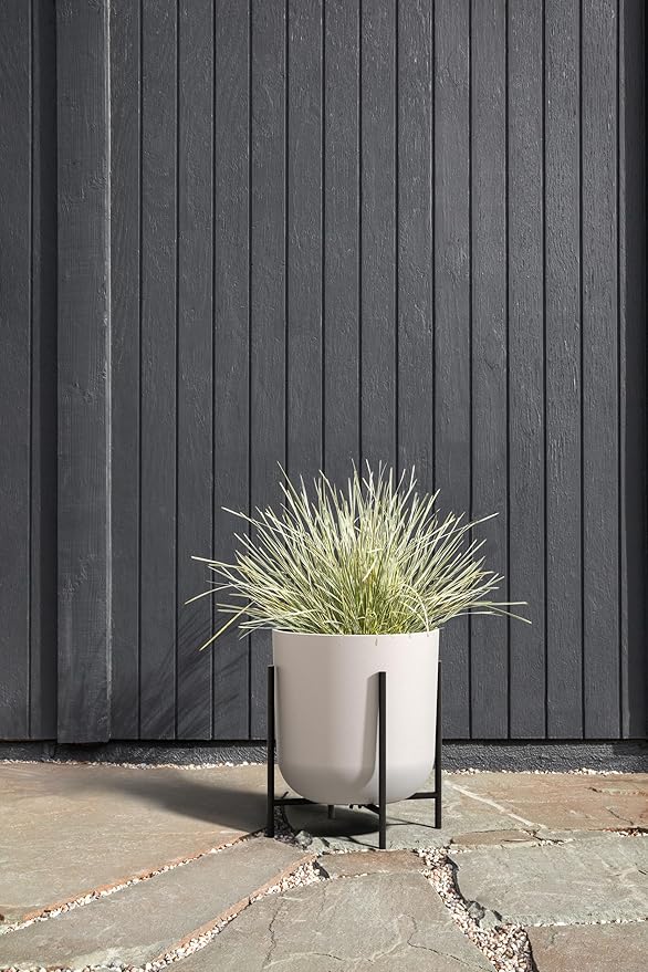 Veradek Mason Series Raised Lima Planter - Round Planter for Patio/Balcony | Plastic-Stone Composite w/Metal Plant Stand | Modern Décor for Plants VeradekOutdoor
