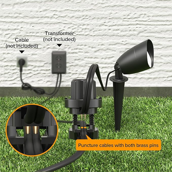 LUTEC 12V Low Voltage Landscape Lighting, Die-cast Aluminum Spot Lights with Connectors, IP65 Waterproof Outdoor Landscape Spotlights, 5W 550LM Warm White 3000K for Tree Garden Yard Pathway, 1 Pack LUTEC