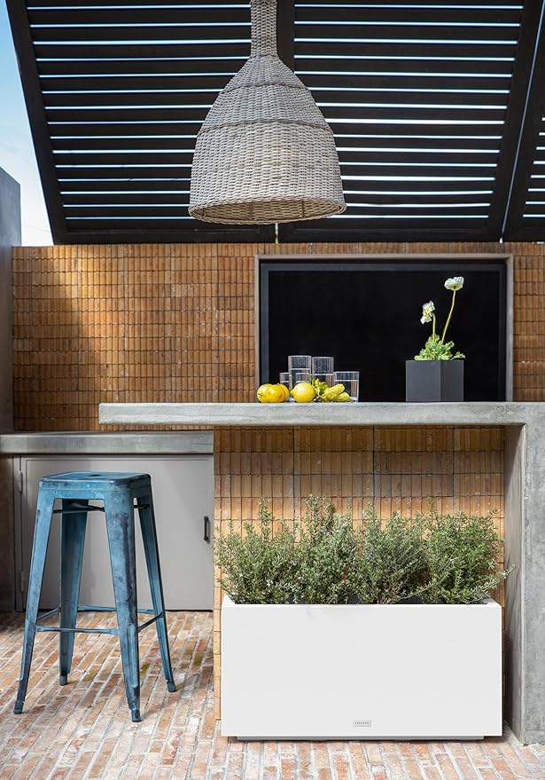 Veradek Block Series Long Box Planter - Large Rectangular Planter for Indoor or Outdoor Patio/Porch | Durable All-Weather Use with Drainage Holes | Modern Décor for Tall Plants, Flowers or Shrubs VeradekOutdoor