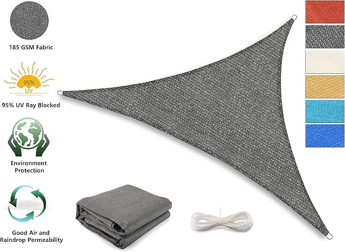 Tronssien Triangle 16'x16'x23' Sun Shade Sail, 95% UV Blockage Canopy Awning for Outdoor Patio and Garden, Yard Activities Tronssien