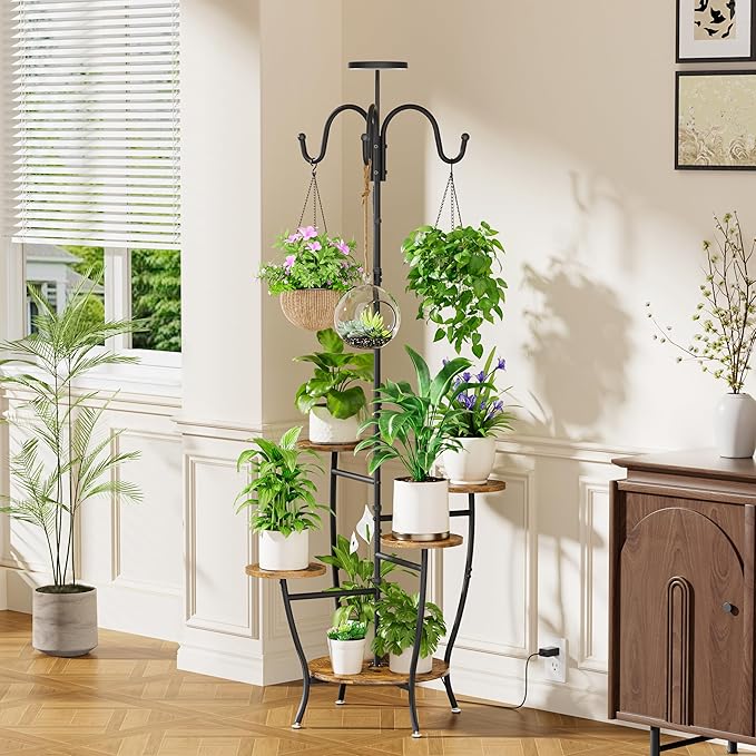 Plant Stand Indoor with Grow Light - 72" Tall Plant Shelf Indoor, 5 Tiered Corner Plant Stands for Indoor Plants, Hanging Plant Holder Flower Display Holders for Living Room, Balcony Decor BACEKOLL