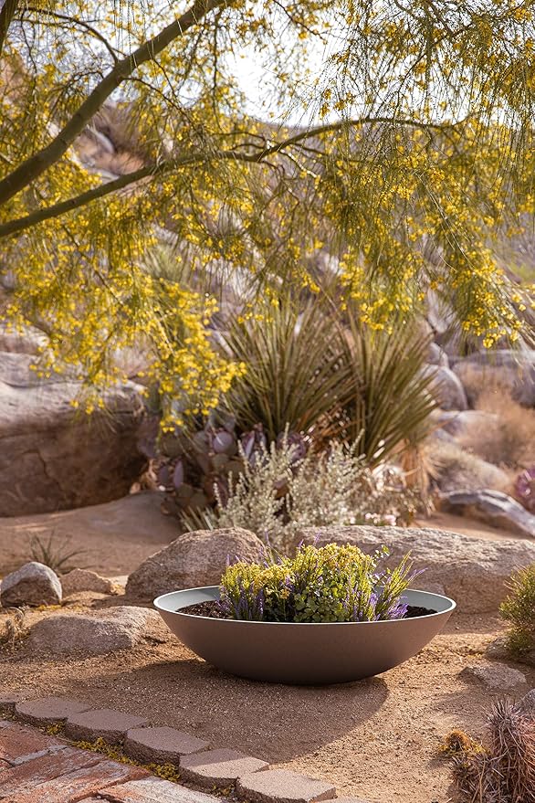 Veradek Mason Series Lane Bowl Planter| for Indoor or Outdoor Tabletops/Gardens |Made from Plastic-Stone Composite with Drainage Holes|Modern Décor for Flowers, Succulents, Small Plants VeradekOutdoor