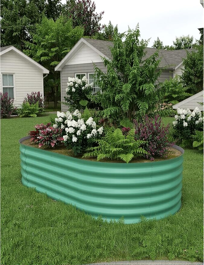 2 Pcs Raised Garden Beds Outdoor 8x4x1.5 ft - Galvanized Steel Planter Box for Vegetables, Flowers, Rust-Resistant Garden Box, Easy Assembly Raised Beds, Durable Planters for Outdoor Plants, Green GarveeLife
