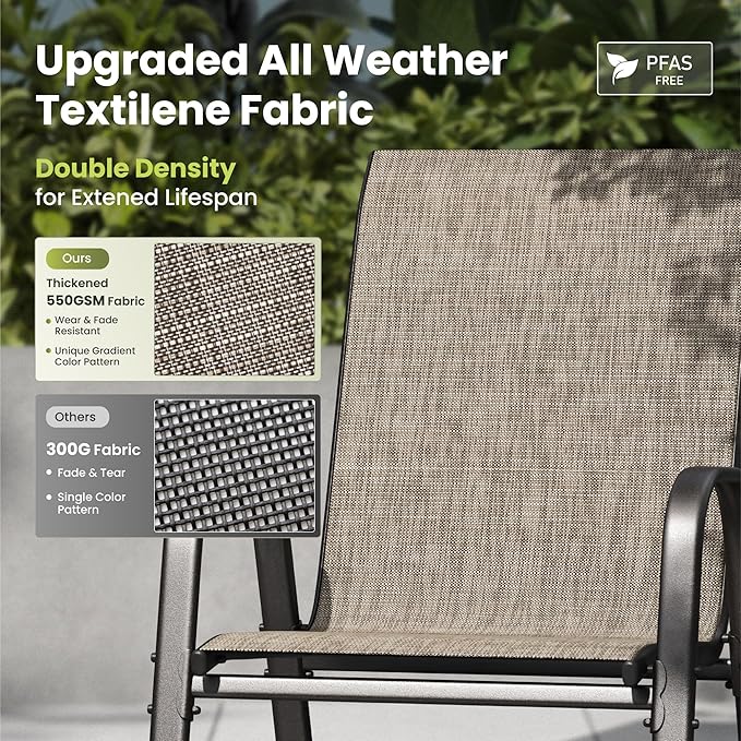 PHI VILLA Patio Chairs Set of 4, Outdoor Stackable Dining Chairs with E-Coating Metal Frame and Upgraded Textilene Fabric, All Weather Deck Chair 350 LBS Capacity for Porch Poolside Garden PHIVILLAThepioneerofcomfortablehouseholdsupplies