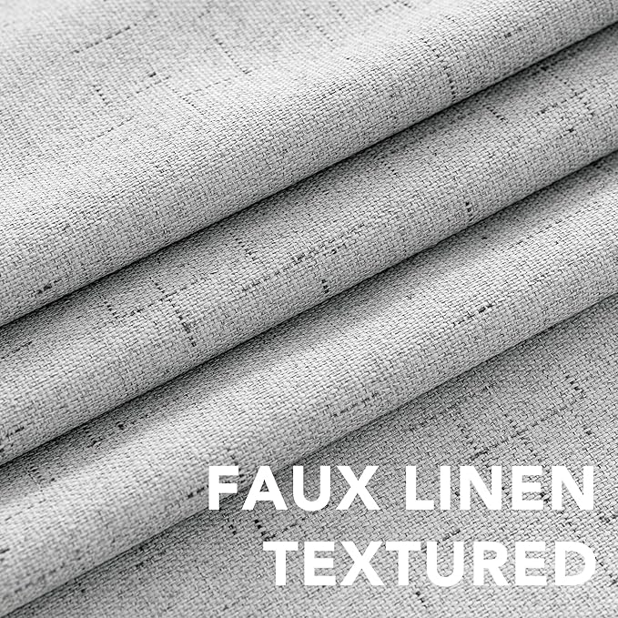 H.VERSAILTEX 100% Blackout Curtains for Bedroom Thermal Insulated Linen Textured Curtains Heat and Full Light Blocking Drapes Living Room Curtains 2 Panel Sets, 42x54 Inch, Glacier Gray HVERSAILTEX