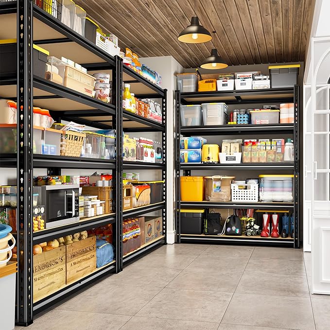 REIBII 2400LBS Garage Shelving Heavy Duty 5 Tier Storage Shelves Adjustable Garage Shelves, Utility Rack Shelf, Shelving Units for Storage Warehouse Pantry Closet, 35.5" W x 11.9" D x 72" H, 2 Pack REIBII