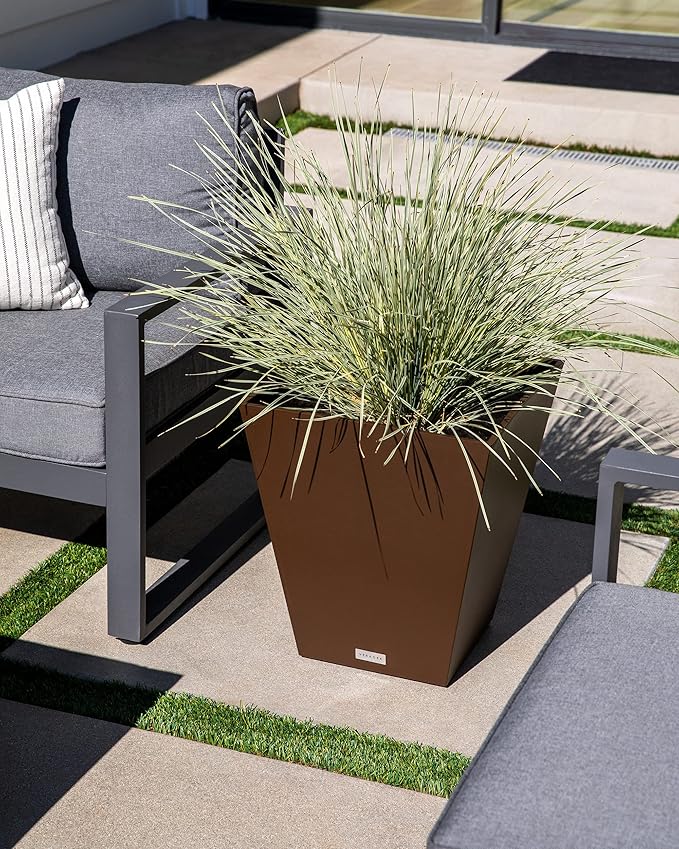 Veradek Pure Series Nobleton Plastic Planter - Large Pots for Indoor or Outdoor Porch/Patio | Durable All-Weather Use with Drainage Holes | Modern Planter Décor for Flowers, Shrubs, Trees VeradekOutdoor