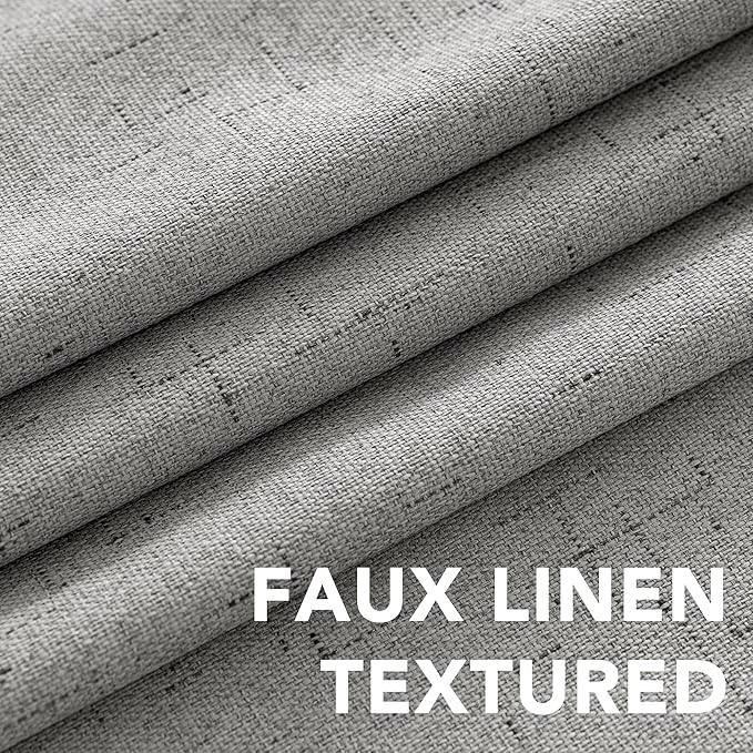 H.VERSAILTEX Linen Blackout Curtains Durable Thick Textured Linen Look 100% Blackout Patio Door Curtain Anti Rust Grommet Extra Wide Sliding Door Curtain Panel, W100 x L108 inch - Dove Gray HVERSAILTEX