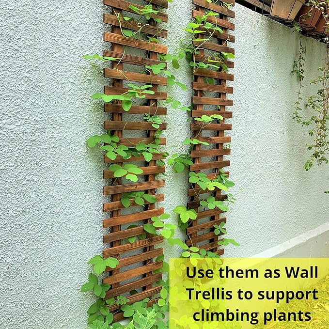 ShopLaLa Wall Planter - 2 Pack, Wooden Hanging Large Planters for Indoor Outdoor Plants, Live Vertical Garden, Plant Wall Mount Flower Pot Holder Hanger Stand Green Herb Wall Decor 47.2" (120cm) ShopLaLa