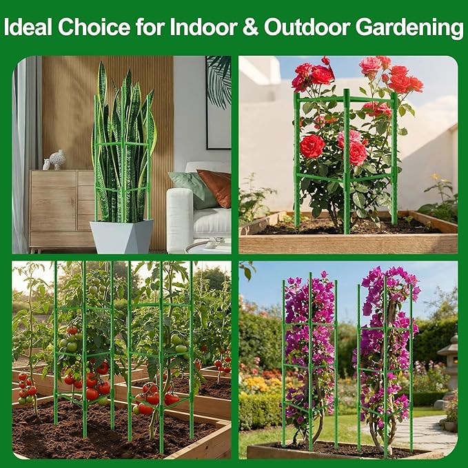 WAENLIR 3-Pack Tomato Cage for Garden, Up to 51 Inch Tomato Trellis for Raised Garden Bed, Plant Stakes for Pots, Durable Tomato Plant Support Garden Stakes for Climbing Plants (Green, 51 inch 3 Pack) WAENLIR