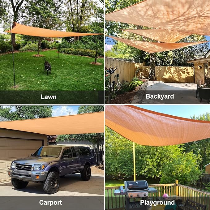 SUNLAX Sun Shade Sail 6' x 8' x 10' Peach Fuzz Rectangle Canopy Sail Shade Cover UV Block Permeable Sunshade Outdoor for Patio Backyard Deck Pergola (We Make Custom Size) SUNLAX