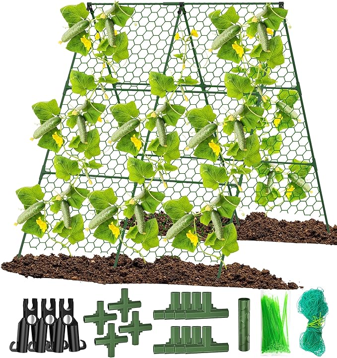 Cucumber Trellis, 35" X 50" A-Frame Garden Trellis for Climbing Plants Outdoor, Foldable Trellis Cucumber for Raised Bed Vegetable/Tomato/Flowers/Pea DSTANA