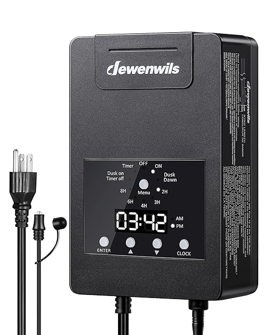 DEWENWILS 120W Low Voltage Transformer with Photocell Sensor & Timer, 120V AC to 12V DC, Weatherproof Landscape Lighting Transformer for Spotlights, Garden Lights, Steplight, Billboard… DEWENWILS