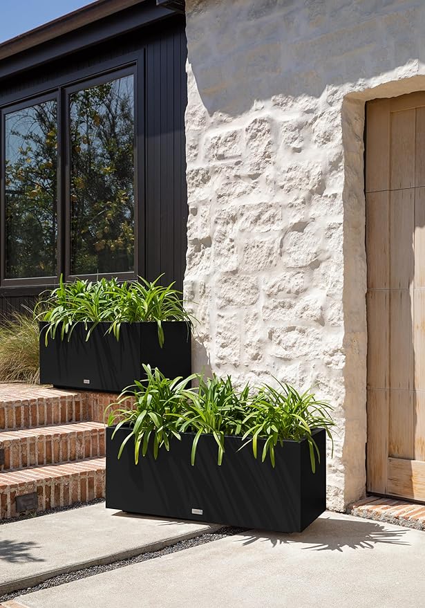 Veradek Block Series Long Box Planter - Large Rectangular Planter for Indoor or Outdoor Patio/Porch | Durable All-Weather Use with Drainage Holes | Modern Décor for Tall Plants, Flowers or Shrubs VeradekOutdoor