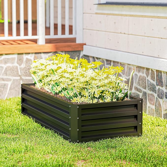 Outsunny Galvanized Raised Garden Bed, 4' x 2' x 1' Metal Planter Box, for Growing Vegetables, Flowers, Herbs, Succulents, Gray Outsunny
