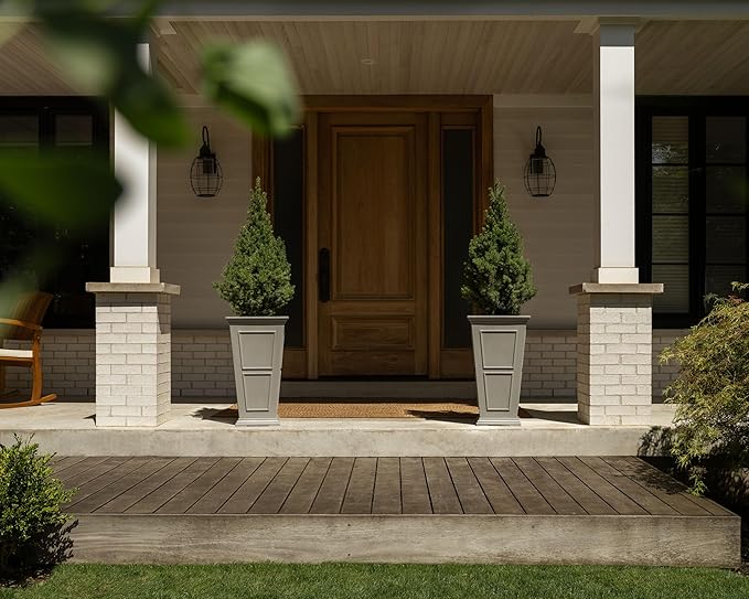 Veradek Brixton Series Tall Planter - Large Outdoor Planter for Front Porch/Patio | Crack-Resistant Plastic for All-Weather Use | Classic Estate Design for Tall Plants, Flowers, Trees VeradekOutdoor