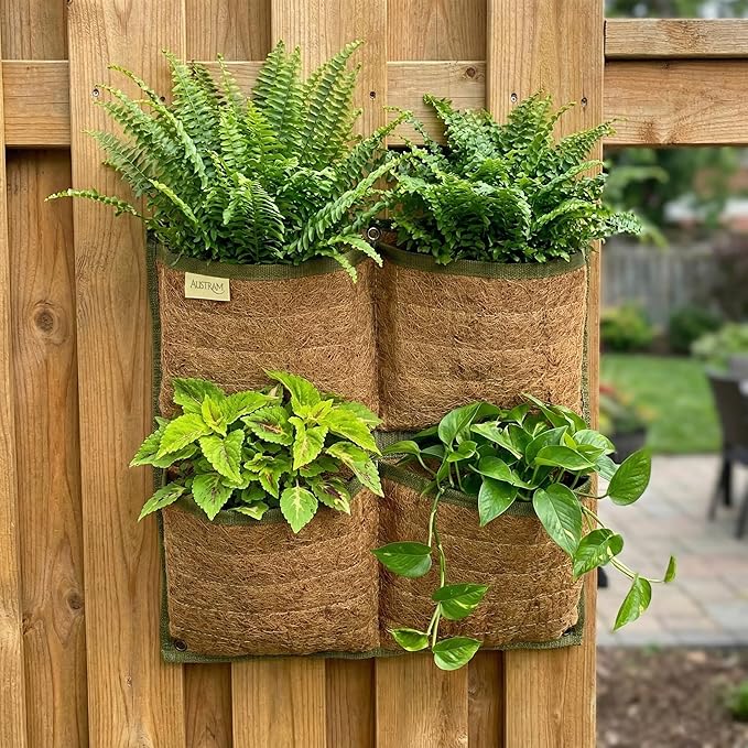 Vertical Garden Planter, 4 Pocket, Vertical Planter, wall planters for Outdoor Plants, Plant wall, Hanging planters for Indoor Plants, for Herbs, Patio Decor, Balcony Decor, Indoor Garden Austram