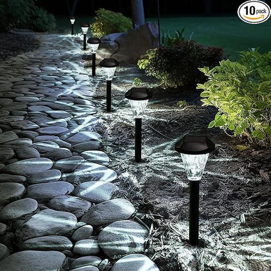 GIGALUMI 10 Pack Solar Lights Outdoor Waterproof, Outdoor Solar Lights for Yard, Solar Garden Lights, Yard Decorations Outdoor for Pathway, Patio, Garden, Driveway, Lawn, and Landscape(Cold White) GIGALUMI