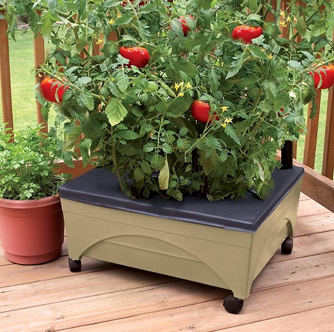 Emsco Group 2342-1HD City Picker Self Watering and Improved Aeration – Mobile Unit with Casters-Sand Raised Bed Grow Box Emsco+Group