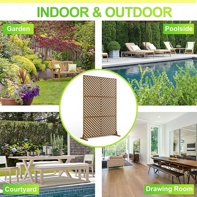 Outdoor Privacy Screen,72" H×47" W Metal Privacy Screen, Freestanding Privacy Fence Panels for Patio FENCY