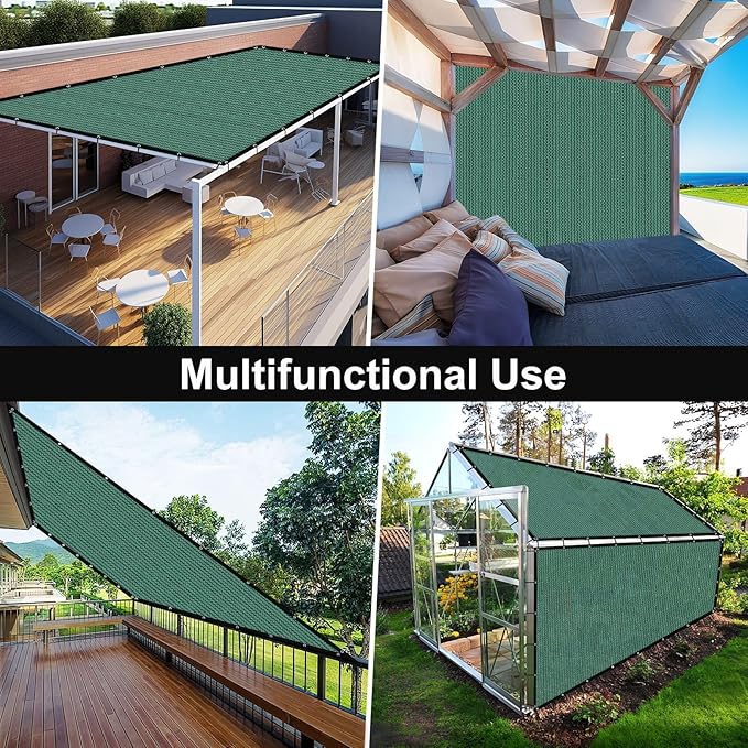 Artpuch 90% Sun Shade Cloth, 10 x 12 FT Pergola Shade Cover Canopy with Grommets, Sun Screen Fabric Tarp for Patio, Outdoor, Garden, Backyard, Green Artpuch