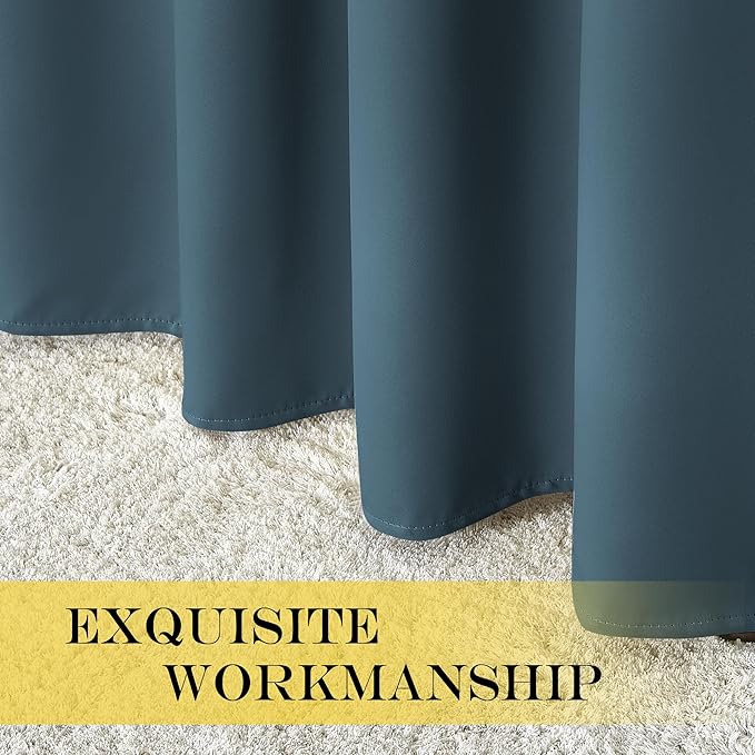 NICETOWN Room Darkening Curtain for Living Room - Energy Saving Thermal Insulated Grommet Room Darkening Curtain/Drape for Bedroom (1 Panel, 46 by 72, Smoky Blue) NICETOWN