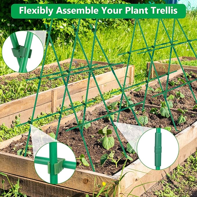 Lezmarket 36 Pack Garden Stakes(16" Each), Plant Support Stakes, DIY 4ft 5ft 6ft 7ft Sturdy Fiberglass Plant Sticks Support Garden Trellis for Growing Climbing Tomato Vegetables Flowers Lezmarket
