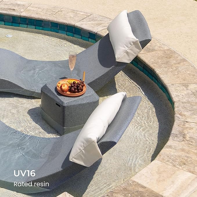 Classic White - Small Side Table – Designed for Shallow Shelves Up to 10” – Aqua Outdoors – Compatible with All Pool Types - Inside Pool, Sun Shelf & Patio Surfaces AquaOutdoors