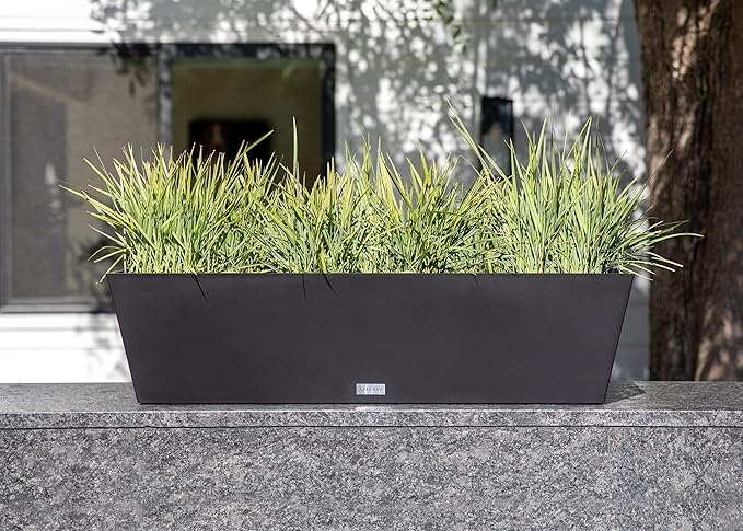 Veradek Pure Series Window Box Planter - Long Rectangular Planter for Indoor or Outdoor Windowsill/Balcony | Durable All-Weather Use with Drainage Holes | Modern Decor for Herbs, Small Plants, Flowers VeradekOutdoor