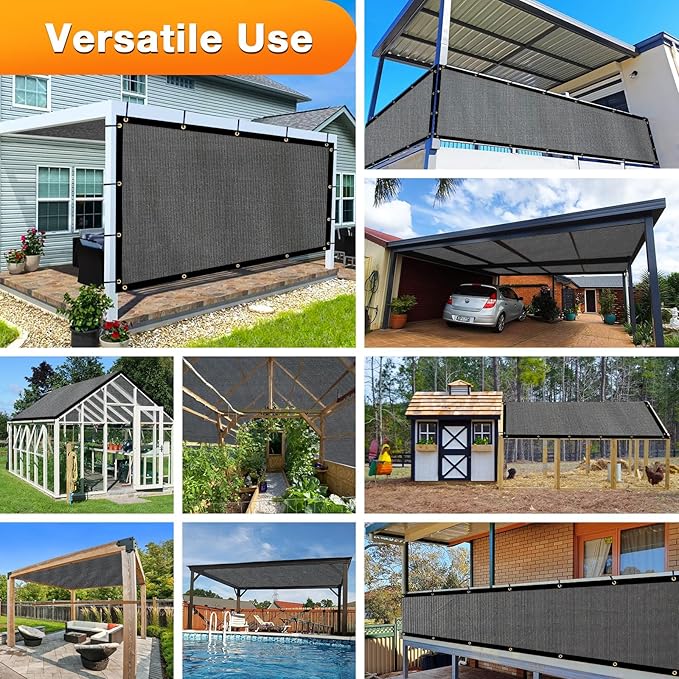 Artpuch Outdoor Pergola Shade Cover 5x7 FT Sun Shade Cloth with Grommets Dark Grey 90% UV Protection Canopy Patio Privacy Screen (Customized Available) Artpuch