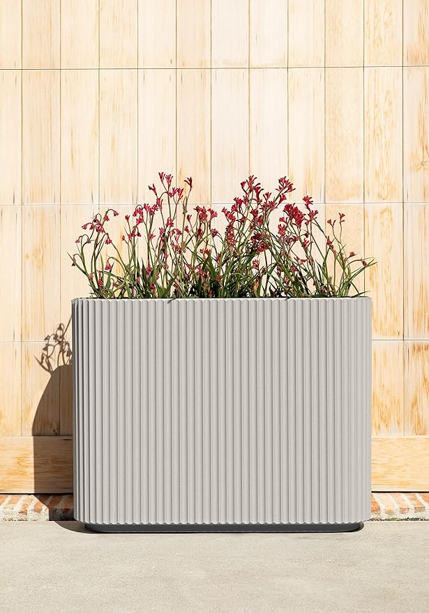 Veradek Demi Series Span Planter for Front Porch, Patio, Backyard | Durable Plastic-Stone Composite Material | Modern Décor for Shrubs, Flowers VeradekOutdoor