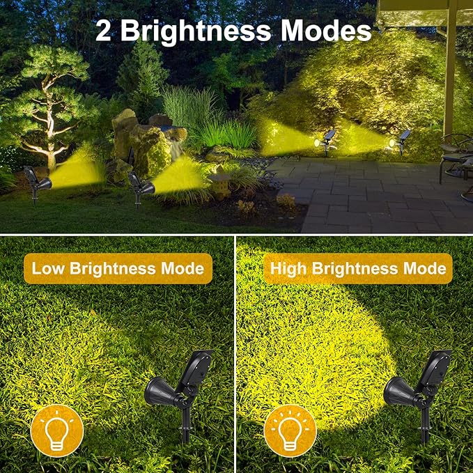 T-SUN Solar Spotlights Outdoor Waterpoof, 7 LED Christmas Solar Lights Outdoor, Auto Turn Off/ON Solar Landscape Spotlights for Tree, Patio, Yard, Garden, Driveway, Pool Area(Warm White- 2 Pack) T-SUN