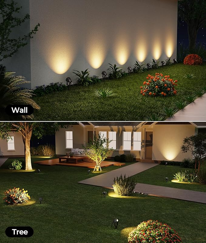 Outdoor Landscape Lighting, 8 Pack Outdoor Spotlights, LED Landscape Lights for House Yard Garden Lawn Tree Fence Plant Flags Pathway, 12V 2700K Warm White, IP65 Waterproof DeckTokLight
