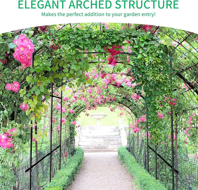 DoCred Tall Garden Arch Trellis for Climbing Plants, 87in Tall Metal Plant Support Trellis Archway for Climbing Vine Vegetable/Fruit/Flower Outdoor Yard Lawn Garden Arch Tunnel Trellis DoCred