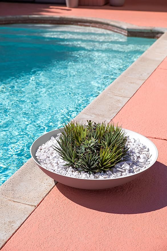 Veradek Mason Series Lane Bowl Planter| for Indoor or Outdoor Tabletops/Gardens |Made from Plastic-Stone Composite with Drainage Holes|Modern Décor for Flowers, Succulents, Small Plants VeradekOutdoor