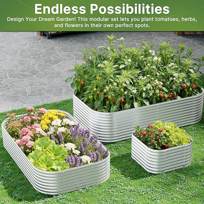 3 PCS 6x3ft Galvanized Raised Garden Bed Outdoor, Metal Garden Bed for Vegetables, Above Ground Garden Box for Flower, Steel Raised Beds for Gardening Mostmahes