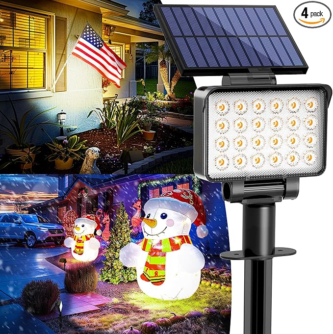 Solar Spot Lights Outdoor Waterproof for Flag, Tree, House, Garden, Yard, Landscape Spotlights for Accent Uplighting Halloween Christmas Decorations-4 Pack AUDERWIN