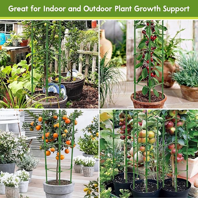Riare 8 Pack 4 FT Tomato Cages for Garden- 48inches Heavy Duty Garden Stakes, Adjustable Tall Tomato Plant Support Tomato Trellis Cage for Pots, Raised Garden Bed, Climbing Vegetables Plants Flowers Riare