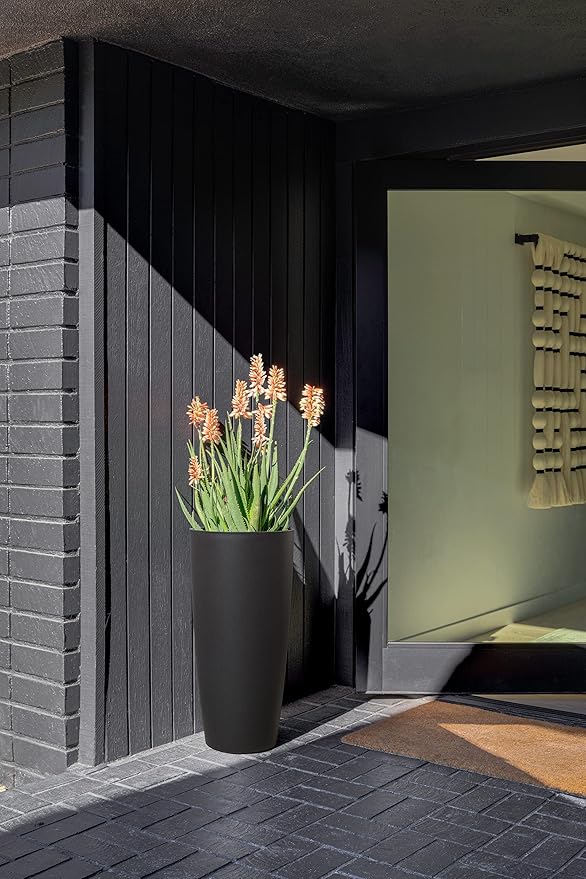 Veradek Mason Series Vega Planter - Round Tall Planter for Indoor or Outdoor Porch/Patio | Made from Plastic-Stone Composite with Drainage Holes | Modern Décor for, Flowers, Interior Plants VeradekOutdoor
