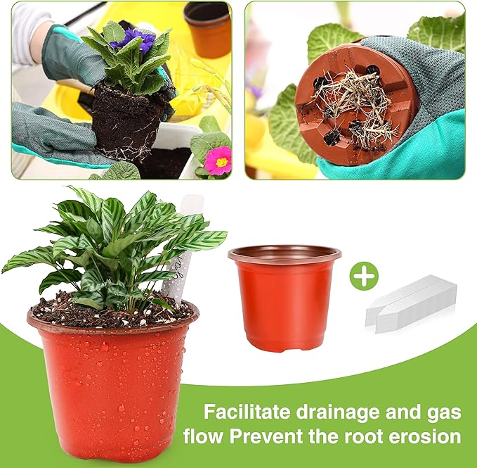 Plant Nursery Pot/Pots 200 Pcs 4" Plastic Small Plants Pots Flower Pots Seed Starting Pots for Plants Indoor Outdoor Seeding pots (with 200 Plant Labels) LWWTBS